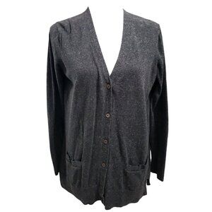 GAP Womens Heather Gray Long Sleeve V-Neck Button Down Cardigan Large